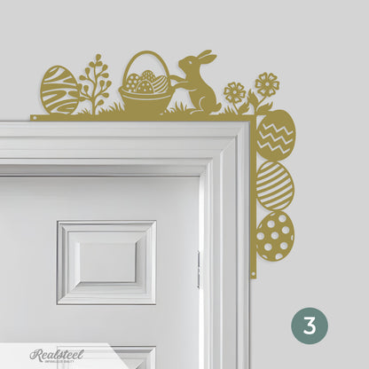 Easter Door Corner Decor Version 3 -10"x11" / Gold - RealSteel Center