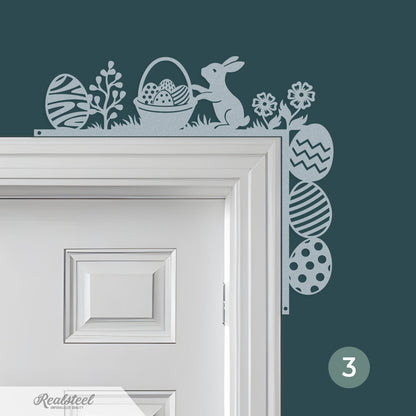Easter Door Corner Decor Version 3 -10"x11" / Textured Silver - RealSteel Center