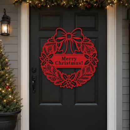 Elegant Holly Christmas Wreath Monogram