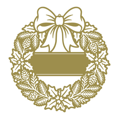 Elegant Holly Christmas Wreath Monogram