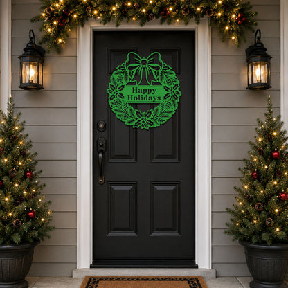 Elegant Holly Christmas Wreath Monogram