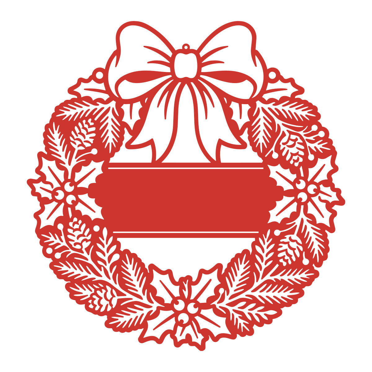 Elegant Holly Christmas Wreath Monogram