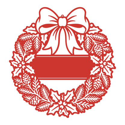 Elegant Holly Christmas Wreath Monogram
