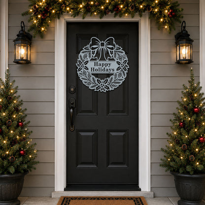 Elegant Holly Christmas Wreath Monogram