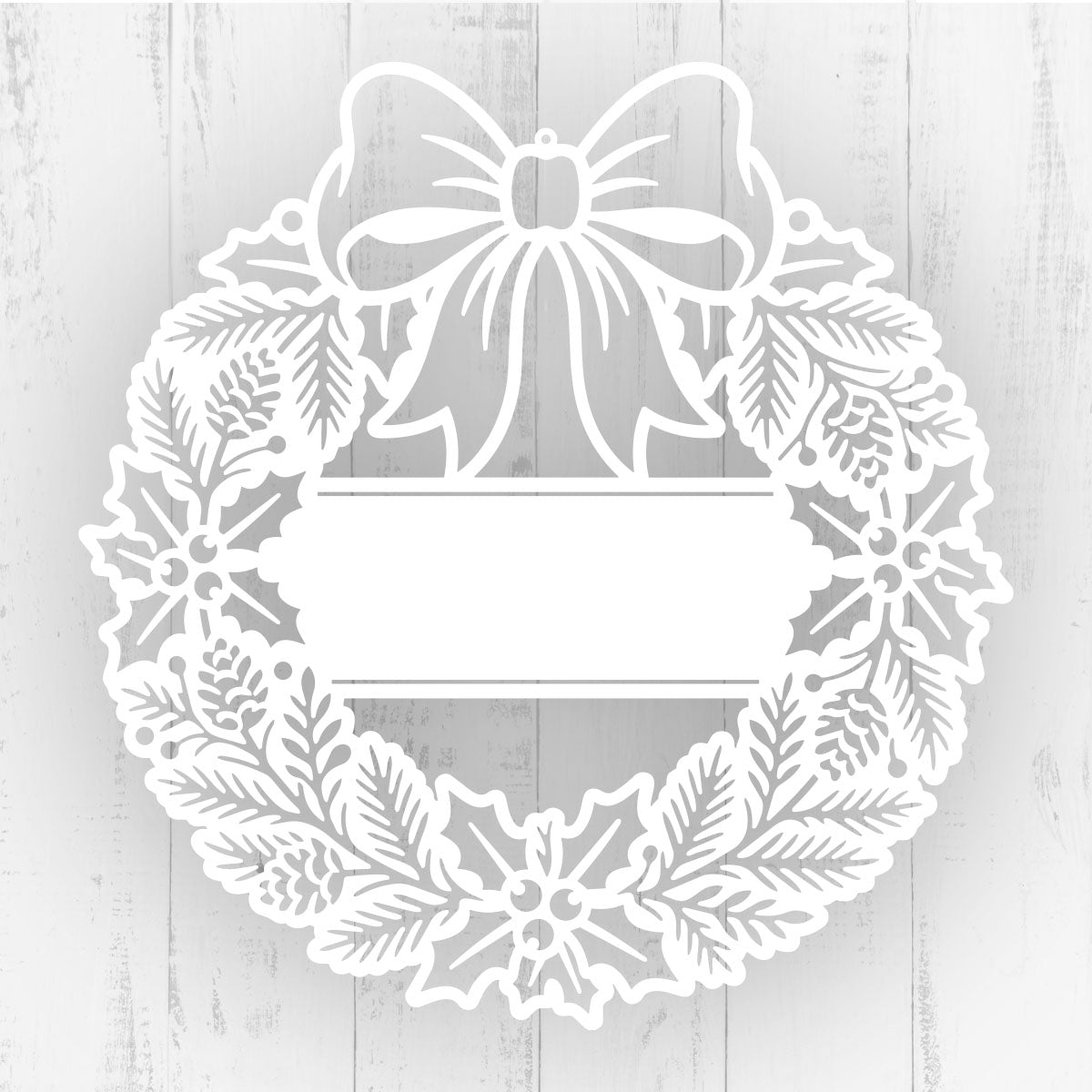 Elegant Holly Christmas Wreath Monogram