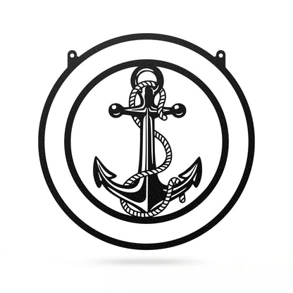 Personalized Anchor Monogram Metal Sign – Nautical Wall Decor for Home, Beach House & Boats 18" / Black - RealSteel Center