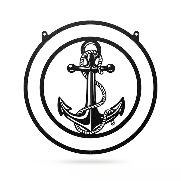 Personalized Anchor Monogram Metal Sign – Nautical Wall Decor for Home, Beach House & Boats 18" / Black - RealSteel Center
