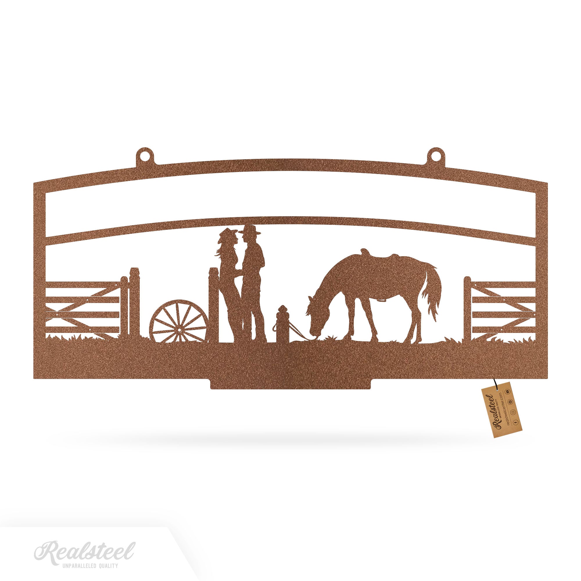 Personalized Ranch Entrance Gate Sign – Custom Farm or Horse Sign One Horse / 8"x18" / Rust - RealSteel Center