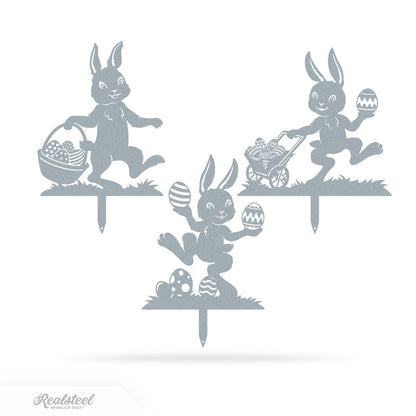 Easter Bunny Garden Stakes ASSORTED / Textured Silver - RealSteel Center