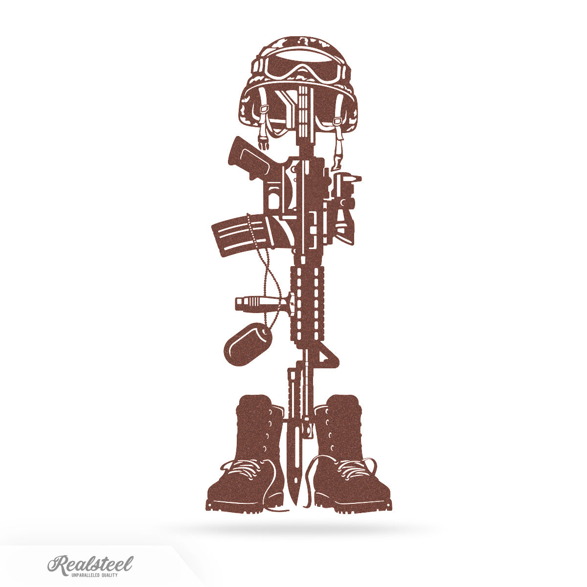 Fallen Soldier Battlefield Cross Wall Decor 18" / Rust - RealSteel Center