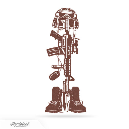 Fallen Soldier Battlefield Cross Wall Decor 18" / Rust - RealSteel Center