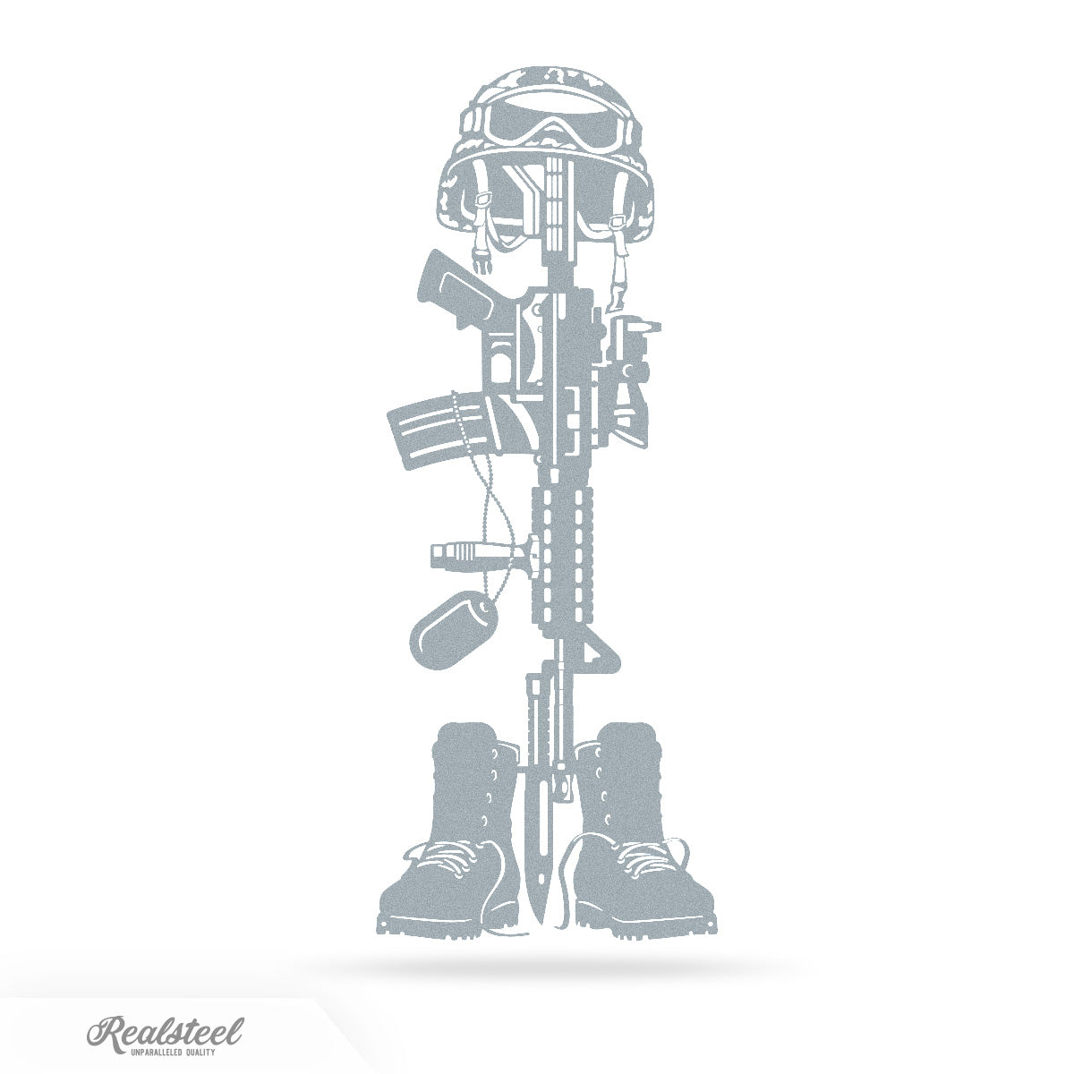 Fallen Soldier Battlefield Cross Wall Decor 18" / Textured Silver - RealSteel Center