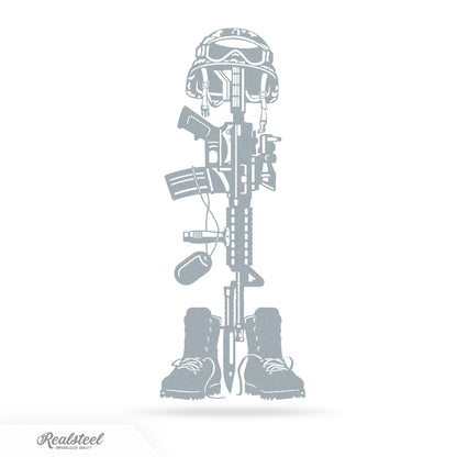 Fallen Soldier Battlefield Cross Wall Decor 18" / Textured Silver - RealSteel Center