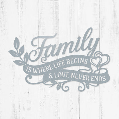 Family Life Love Wall Decor 15" × 24" / Textured Silver - RealSteel Center