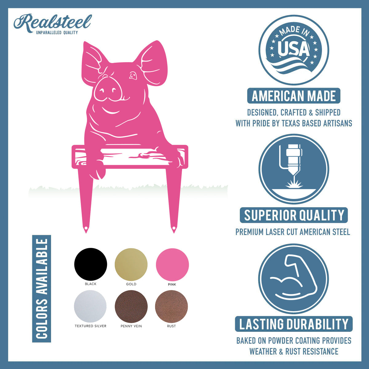 Garden Art - Farm Piglet Stake - RealSteel Center