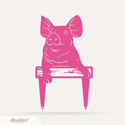 Garden Art - Farm Piglet Stake 7"x12" / Pink - RealSteel Center
