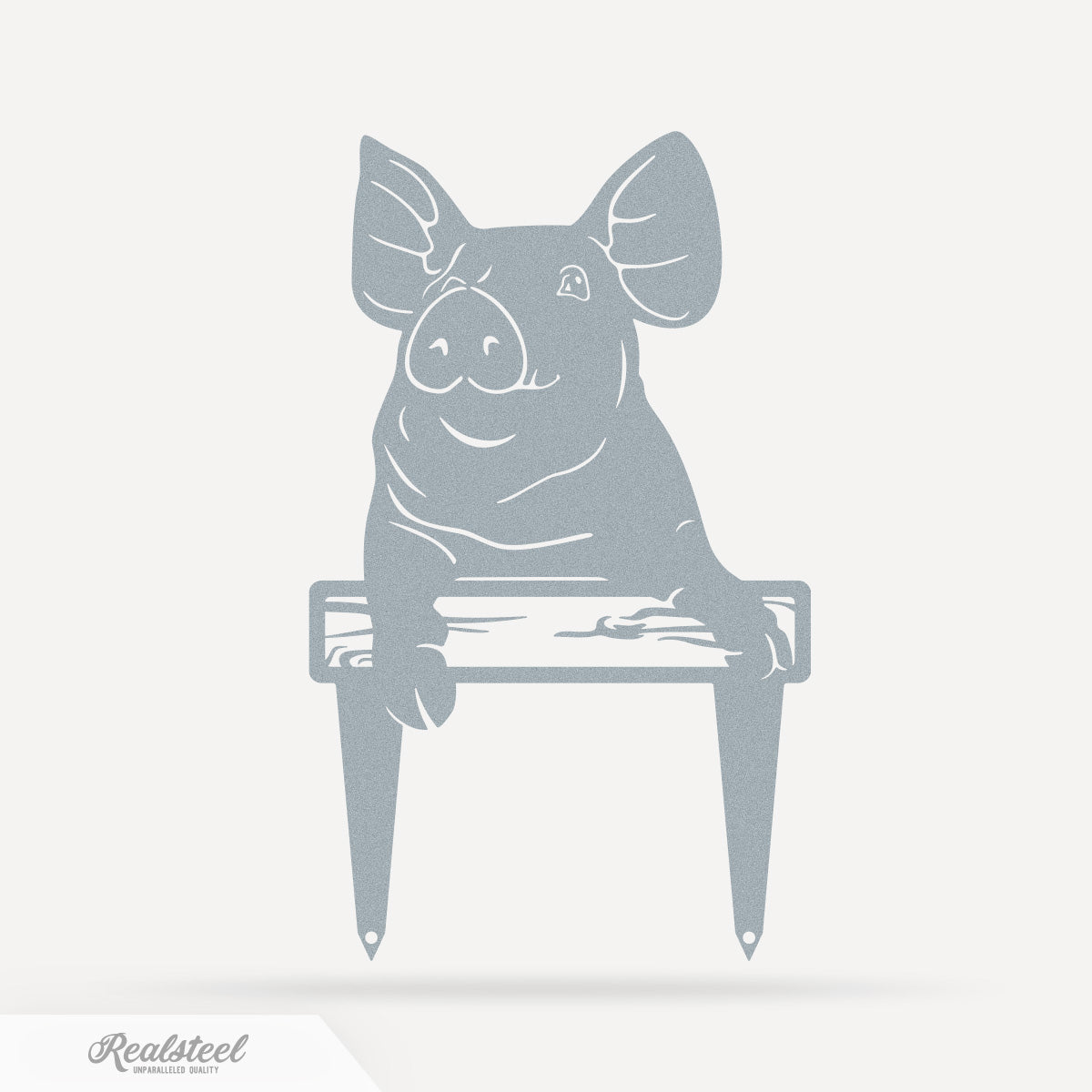 Garden Art - Farm Piglet Stake 7"x12" / Textured Silver - RealSteel Center