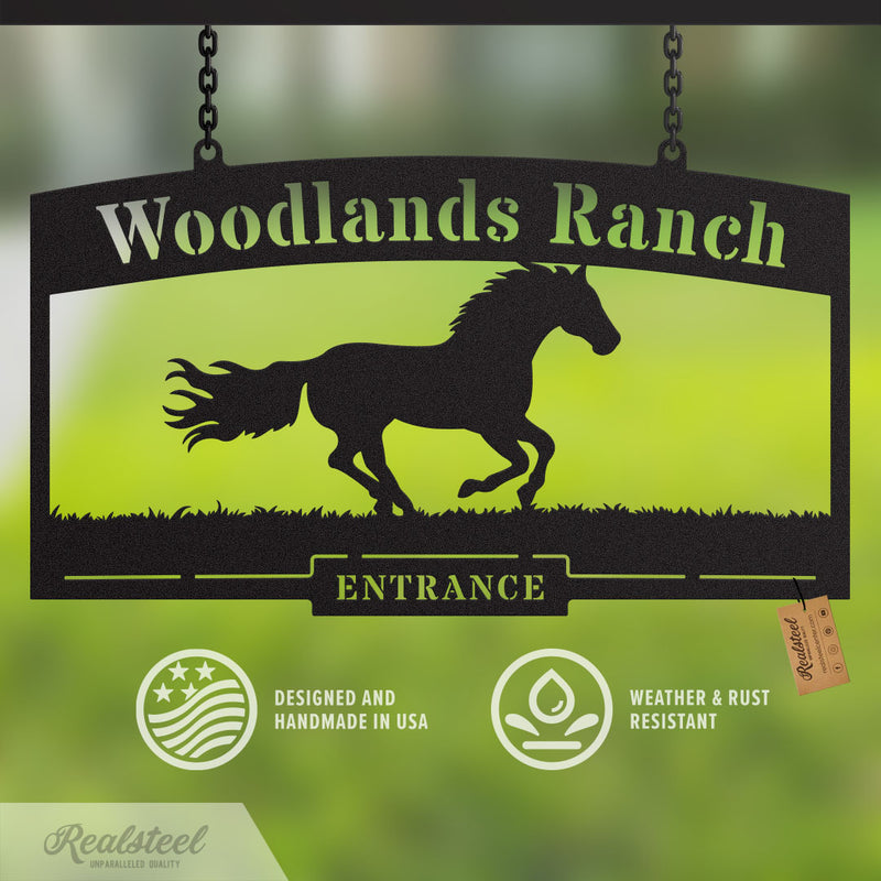 Reed Ranch Sign Personalized Farm Ranch Sign – Running Horse - RealSteel Center