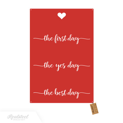 Personalized First, Yes, Best Day Metal Sign 16" x 24" / Red - RealSteel Center