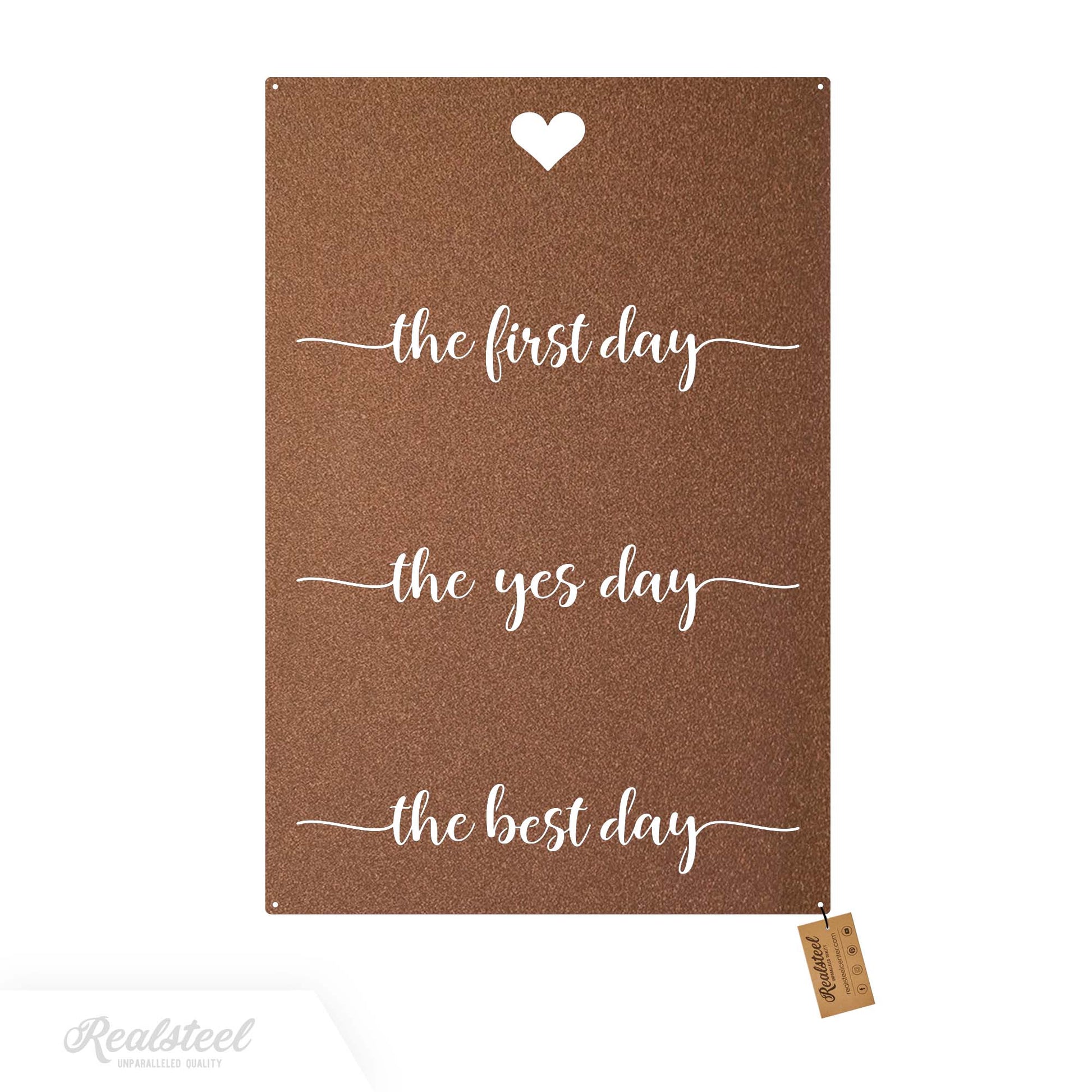 Personalized First, Yes, Best Day Metal Sign 16" x 24" / Rust - RealSteel Center