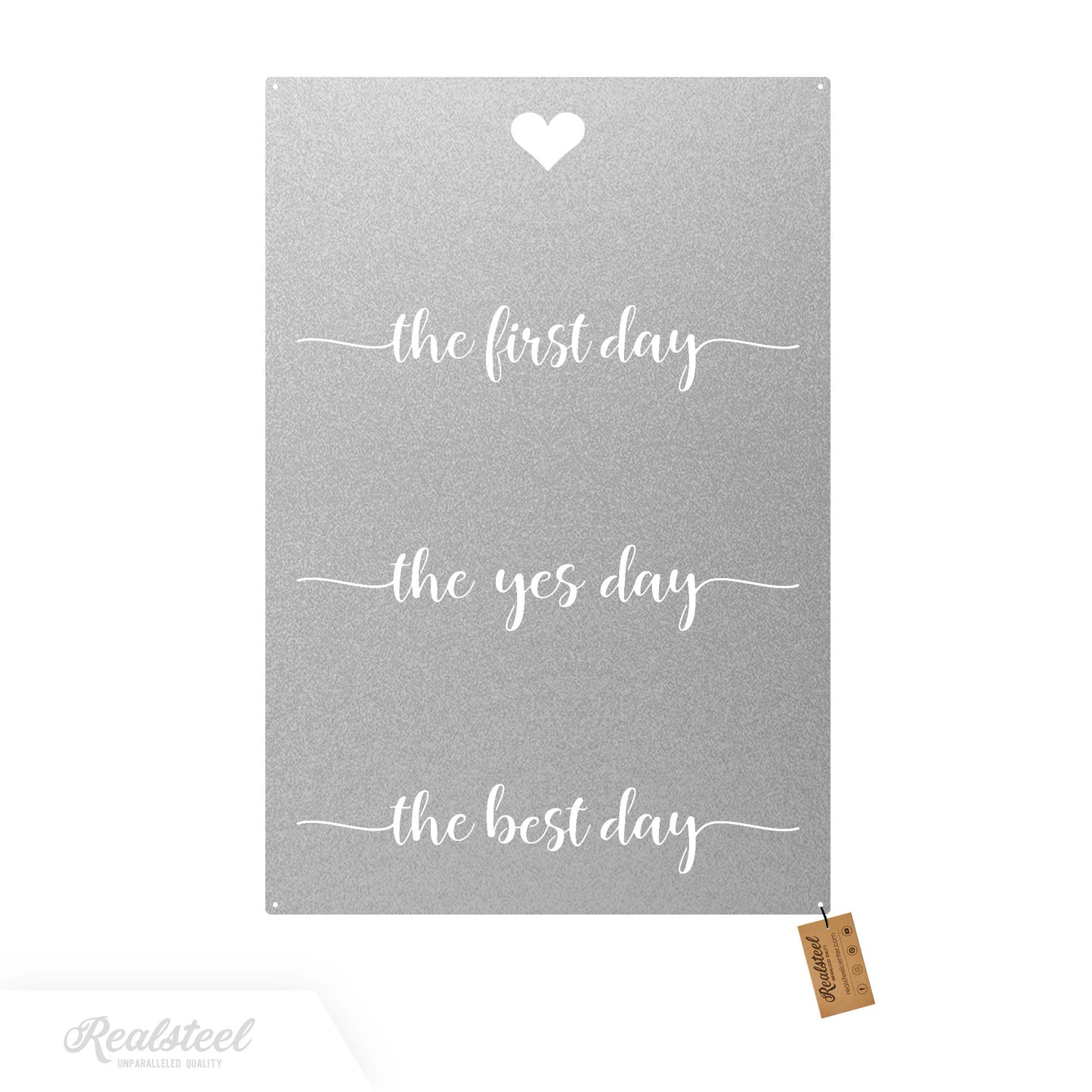 Personalized First, Yes, Best Day Metal Sign 16" x 24" / Textured Silver - RealSteel Center