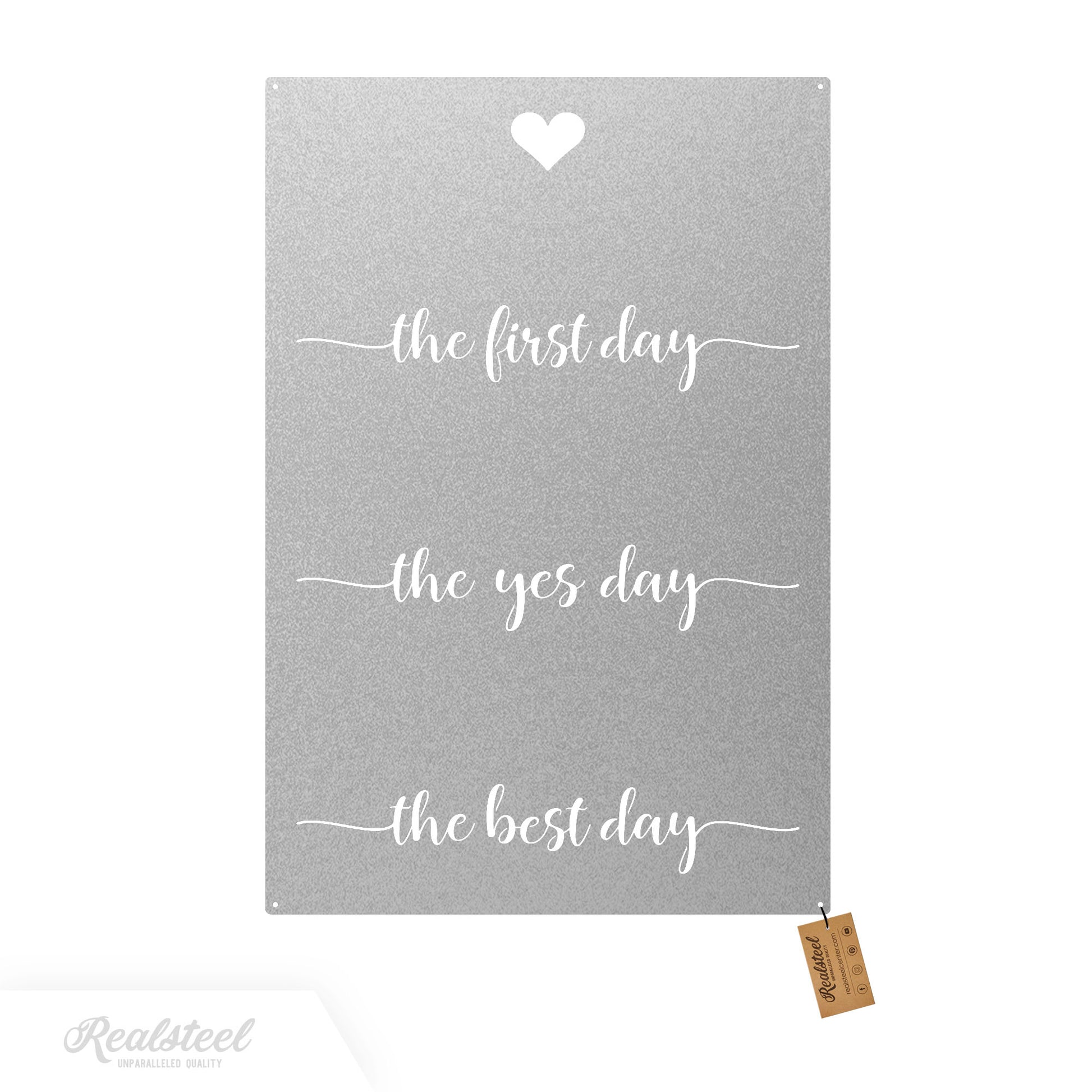 Personalized First, Yes, Best Day Metal Sign 16" x 24" / Textured Silver - RealSteel Center