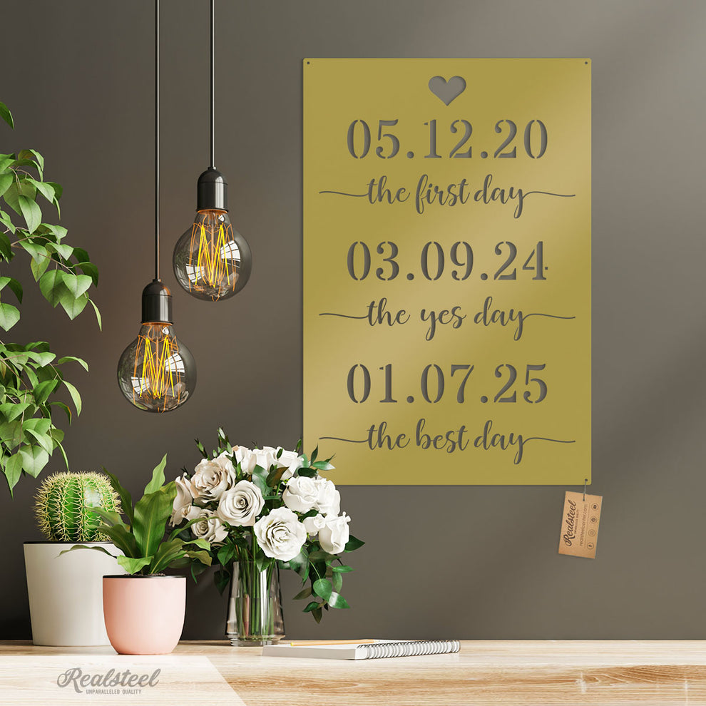 Honor your love story with the Personalized First, Yes, Best Day Metal ...