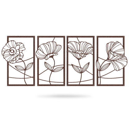 Flower Panel Decor Wall Art 4 Panel / 18" / Penny Vein - RealSteel Center