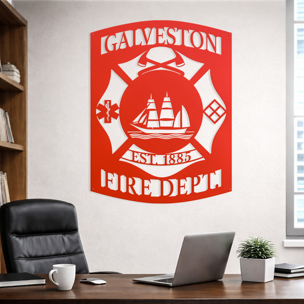 Galveston Fire Department Metal Sign – Custom Firefighter Wall Art - RealSteel Center