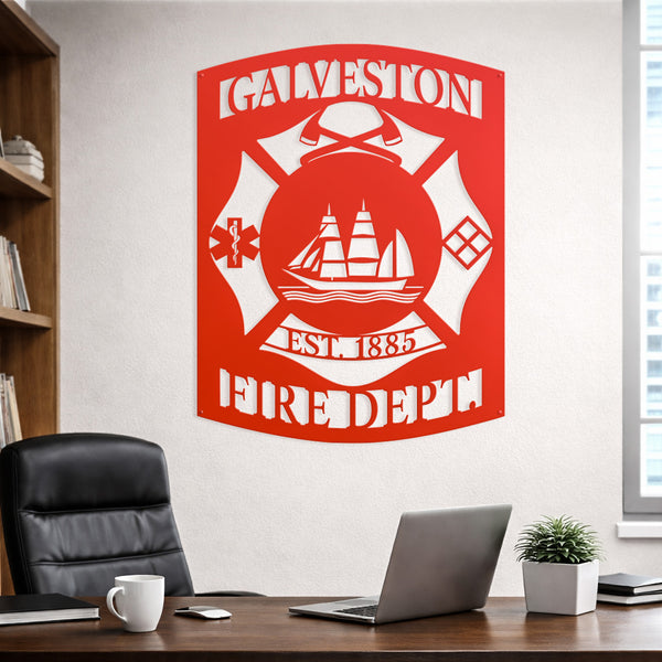 Galveston Fire Department Metal Sign – Custom Firefighter Wall Art - RealSteel Center