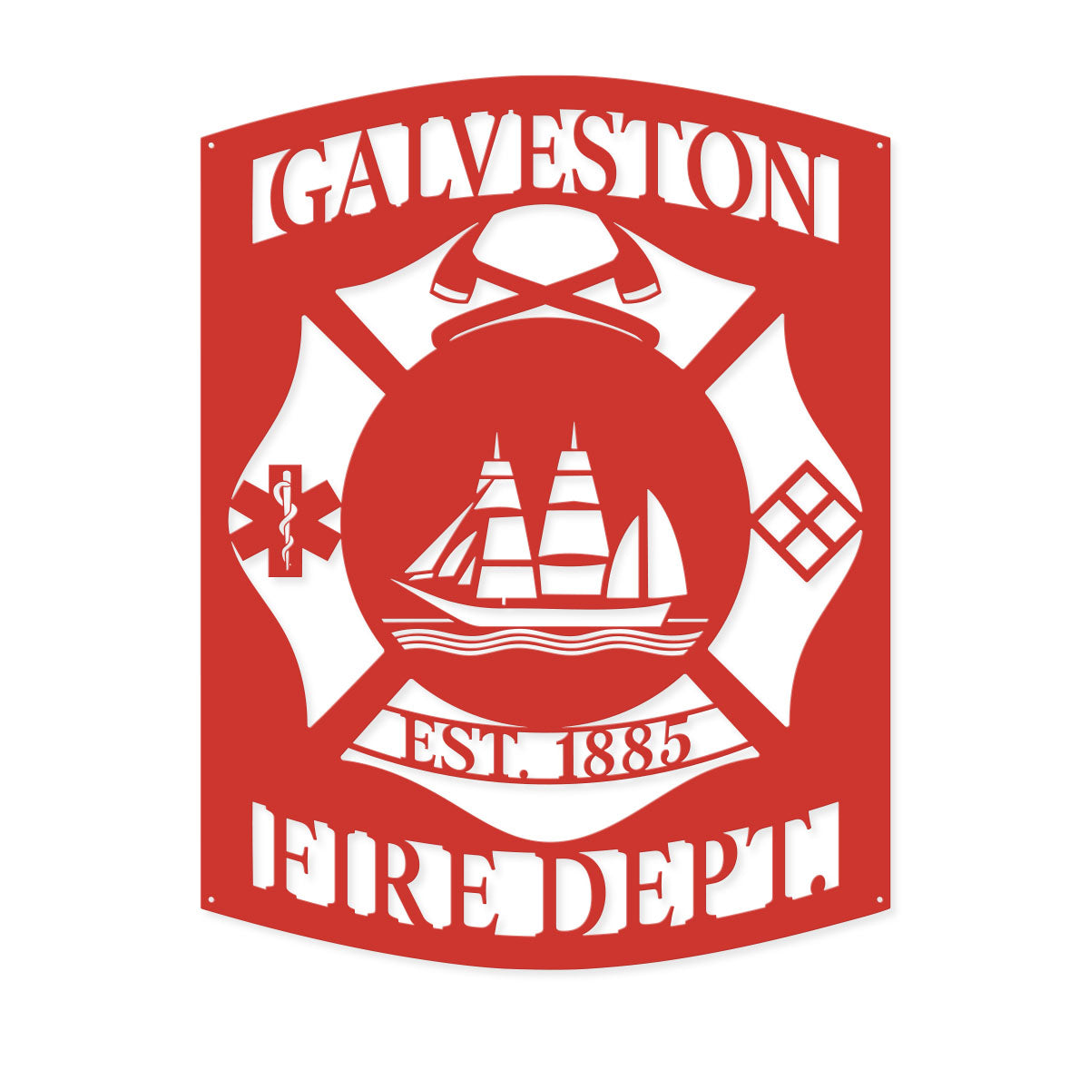 Galveston Fire Department Metal Sign – Custom Firefighter Wall Art 14" x 18" / Red - RealSteel Center