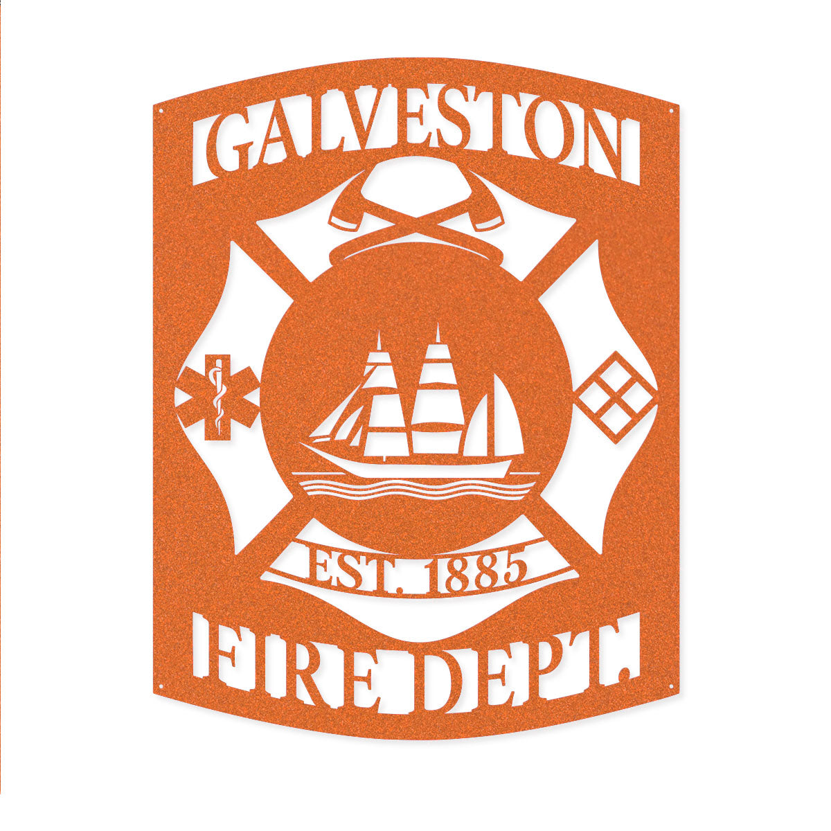 Galveston Fire Department Metal Sign – Custom Firefighter Wall Art 14" x 18" / Rust - RealSteel Center