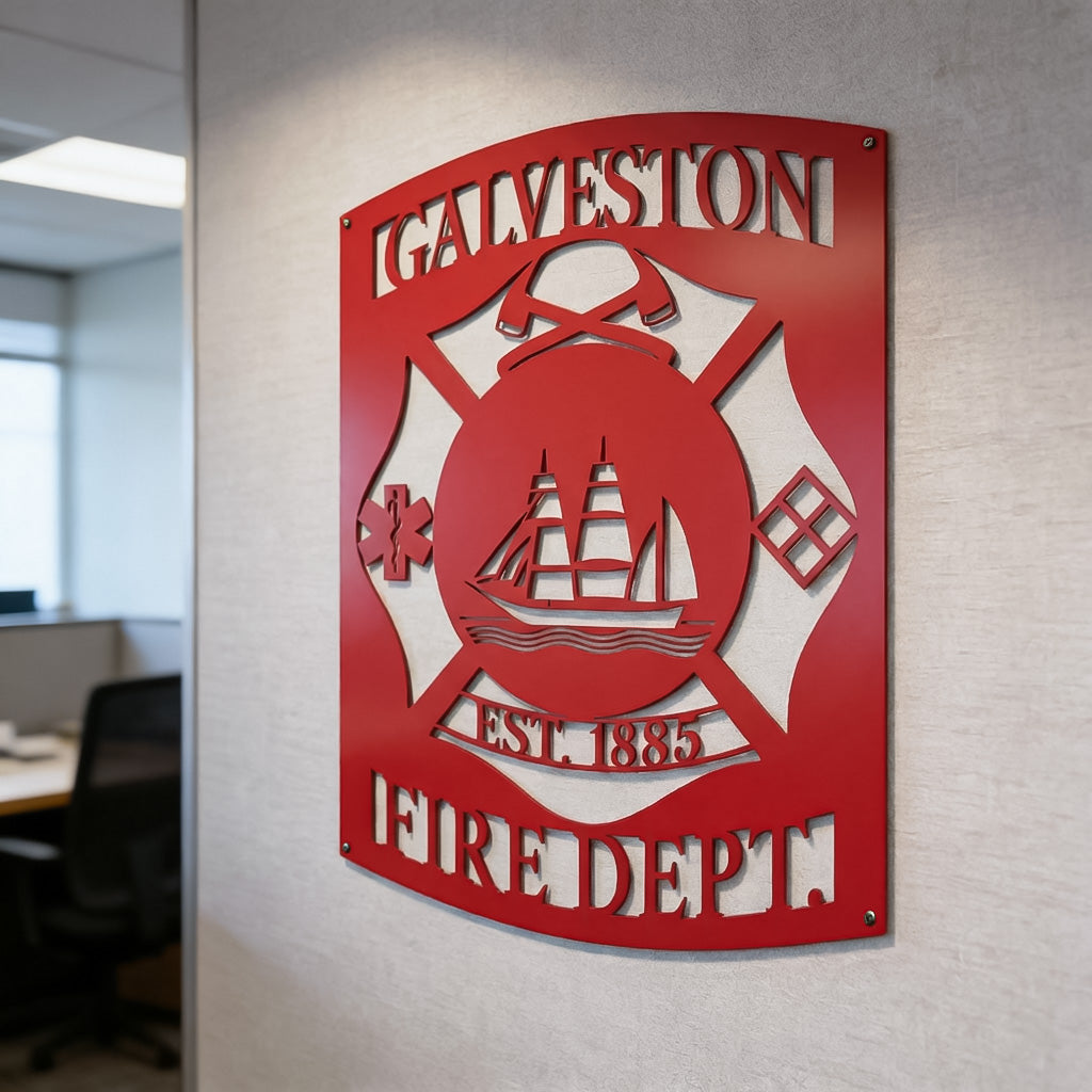Galveston Fire Department Metal Sign – Custom Firefighter Wall Art - RealSteel Center
