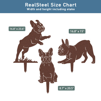 Garden Art - French Bulldog Stakes 3 Pack