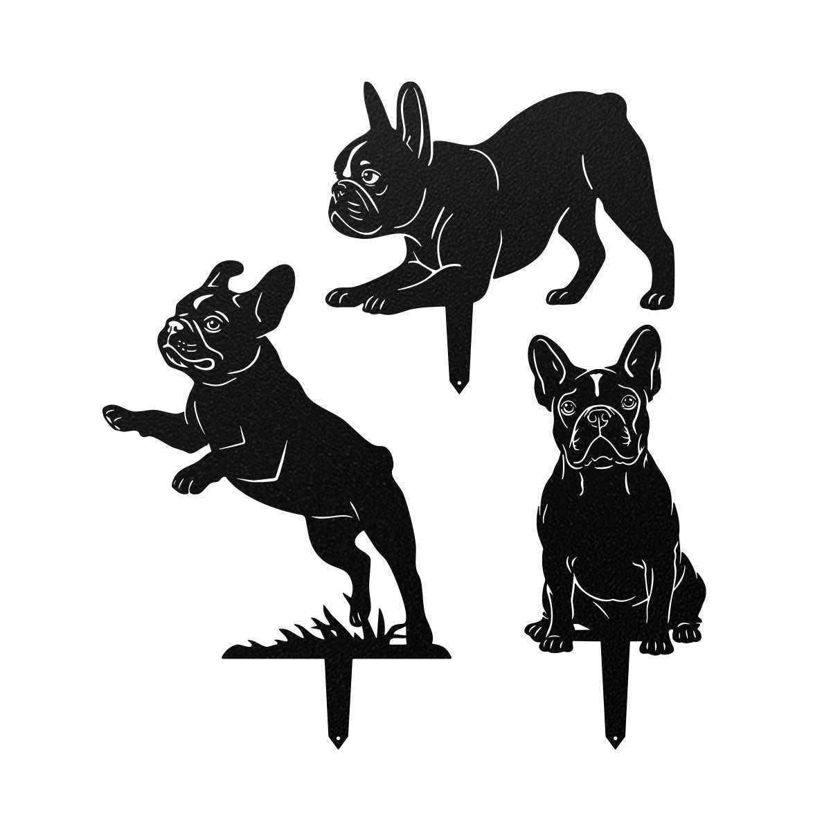 Garden Art - French Bulldog Stakes 3 Pack Assorted / Black - RealSteel Center