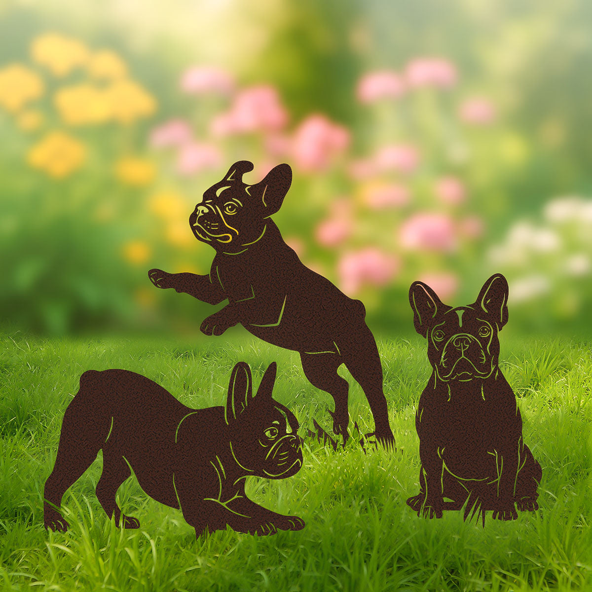 Garden Art - French Bulldog Stakes 3 Pack - RealSteel Center