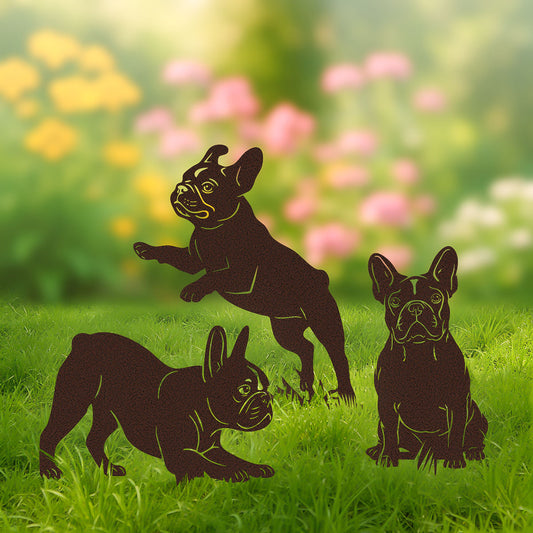 Garden Art - French Bulldog Stakes 3 Pack - RealSteel Center