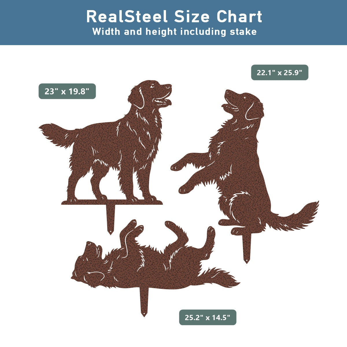 Garden Art-Golden Retrievers Stakes 3 Pack - RealSteel Center