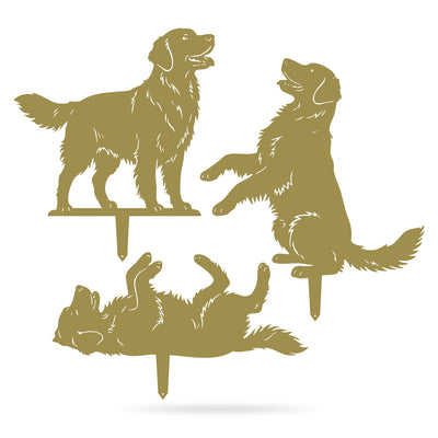 Garden Art-Golden Retrievers Stakes 3 Pack - RealSteel Center