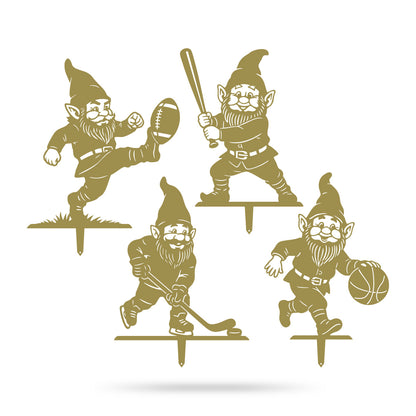 Garden Sports Gnome Yard Set - 4 Pack Assorted / Gold - RealSteel Center
