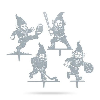 Garden Sports Gnome Yard Set - 4 Pack Assorted / Textured Silver - RealSteel Center