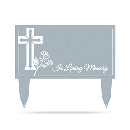 Memorial Grave Stakes Christian Faith / Textured Silver / 20”x 24" - RealSteel Center