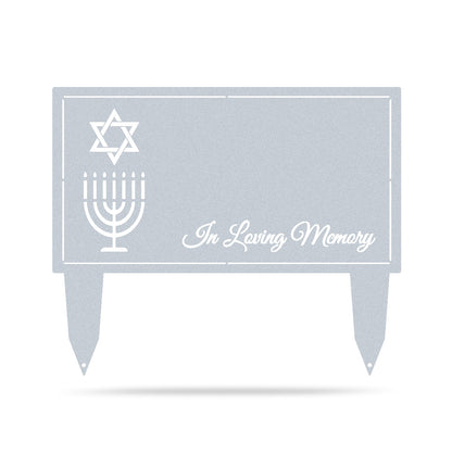 Memorial Grave Stakes Jewish Faith / Textured Silver / 20”x 24" - RealSteel Center