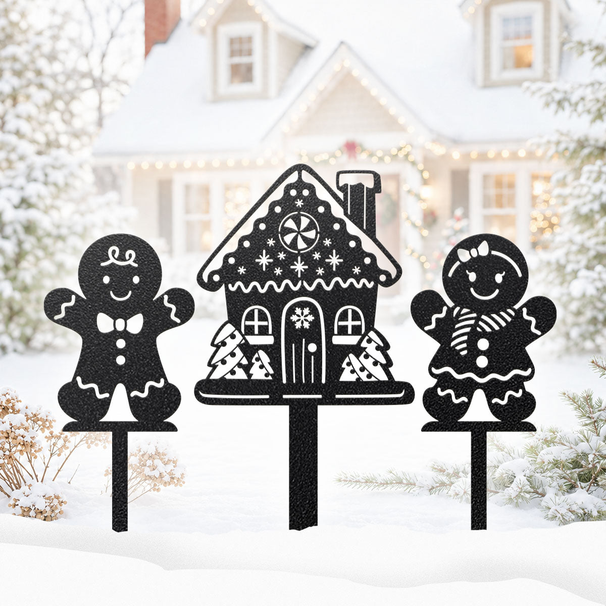 Gingerbread Garden Stakes – Set of 3 ASSORTED / Black - RealSteel Center