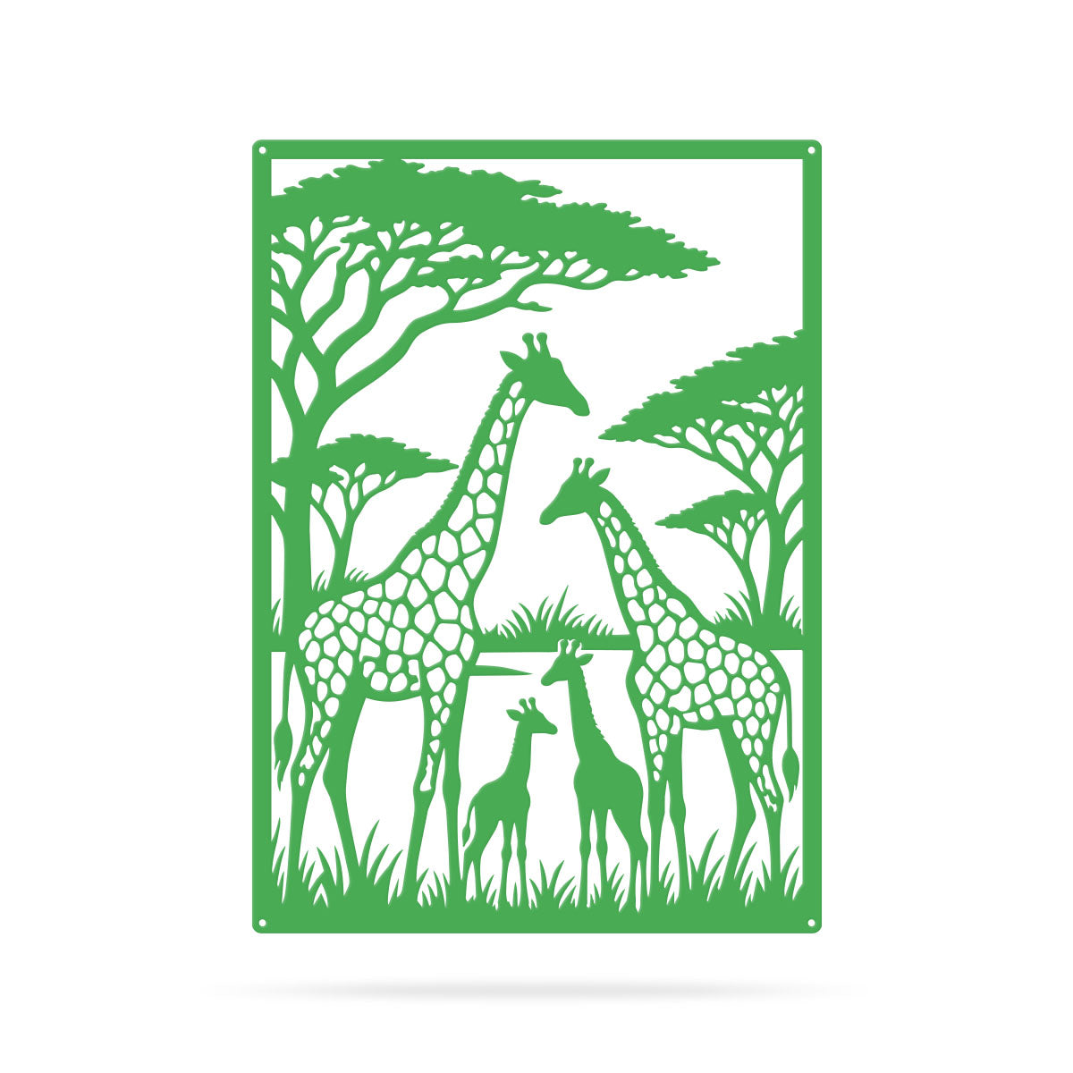 Giraffe Family on the Savanna Metal Wall Art