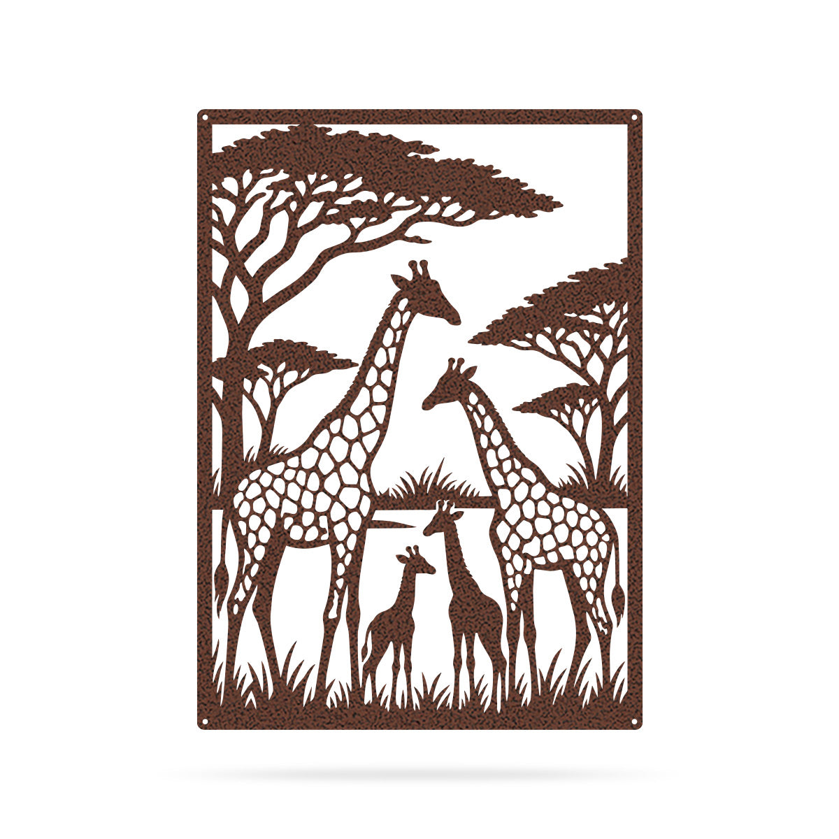 Giraffe Family on the Savanna Metal Wall Art