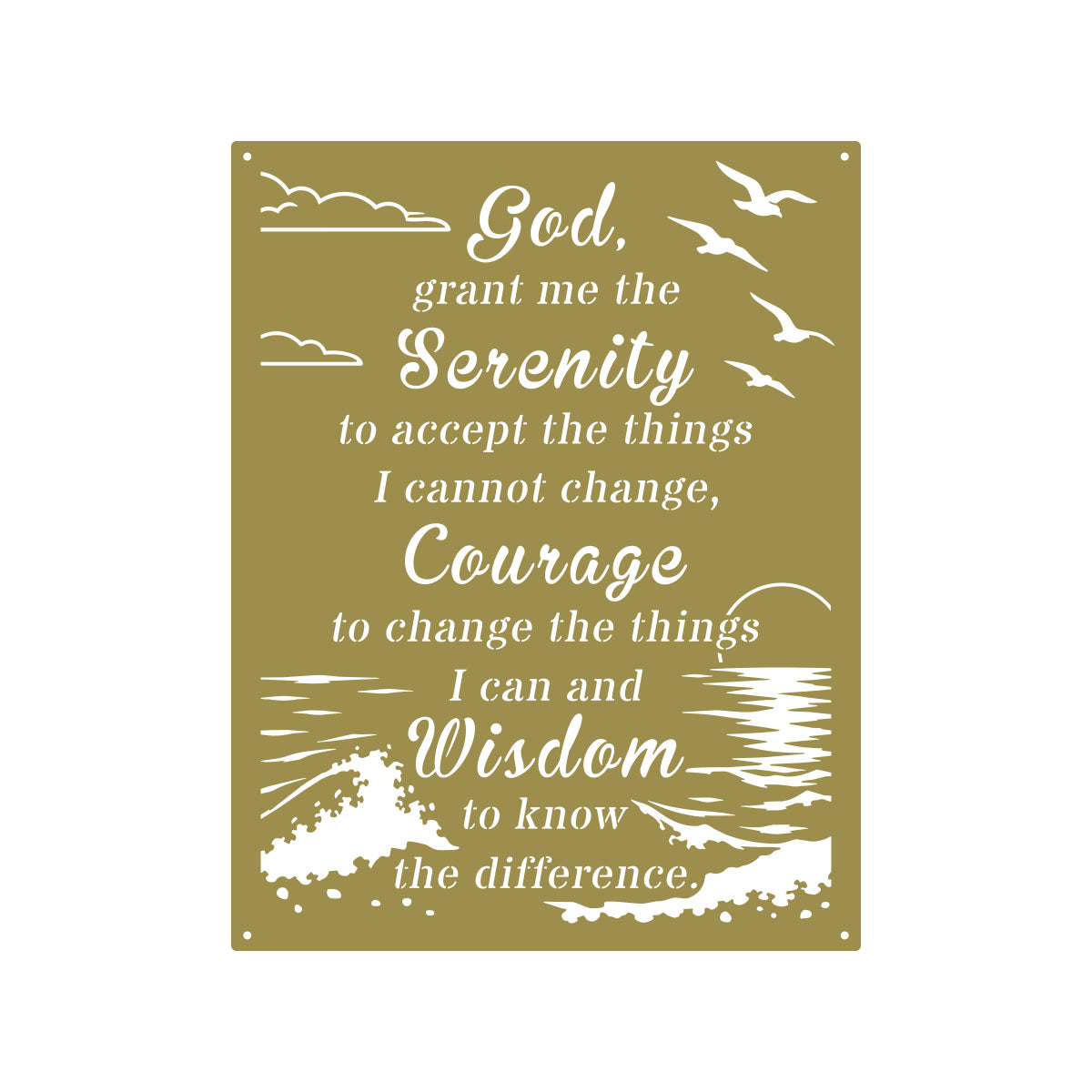 Serenity Prayer Metal Wall Art 14" × 18" / Gold - RealSteel Center