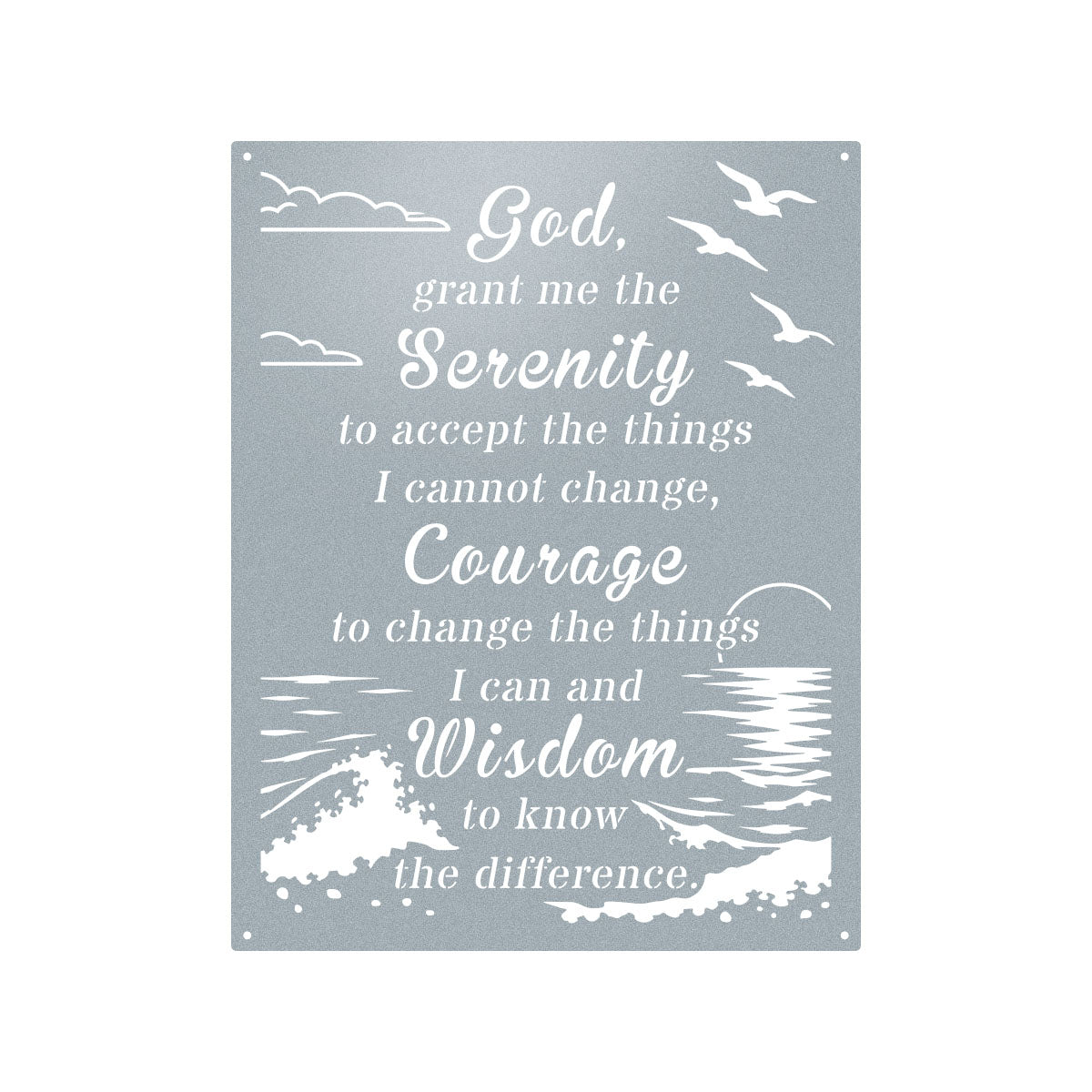 Serenity Prayer Metal Wall Art 14" × 18" / Textured Silver - RealSteel Center