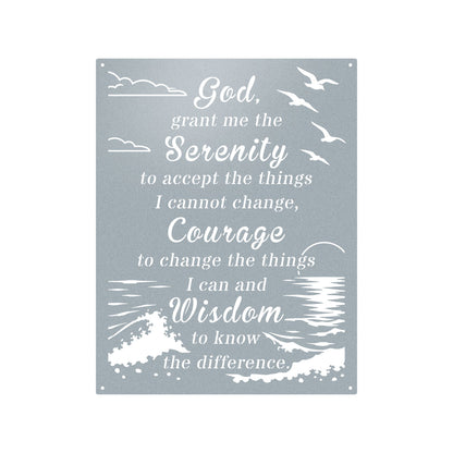 Serenity Prayer Metal Wall Art 14" × 18" / Textured Silver - RealSteel Center