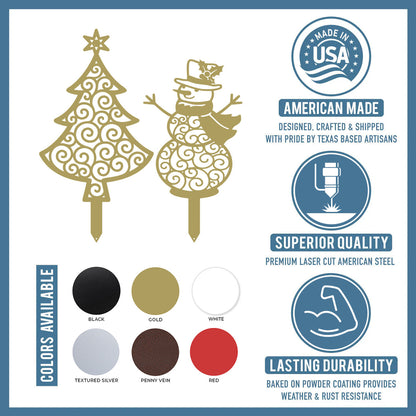 Happy Snowman Christmas Tree Garden Stake Set - RealSteel Center